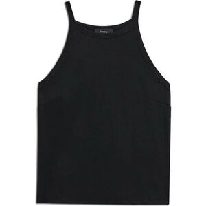 Theory Cropped Halter Precision Ponte Top Black - Size XL